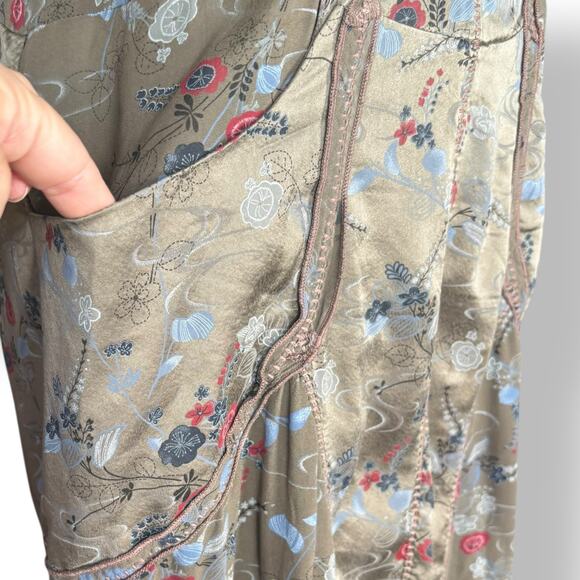 Vintage 90s Transit Par-Such Silk Floral Corset Slip Dress Midi Italy Pockets - Picture 5 of 13